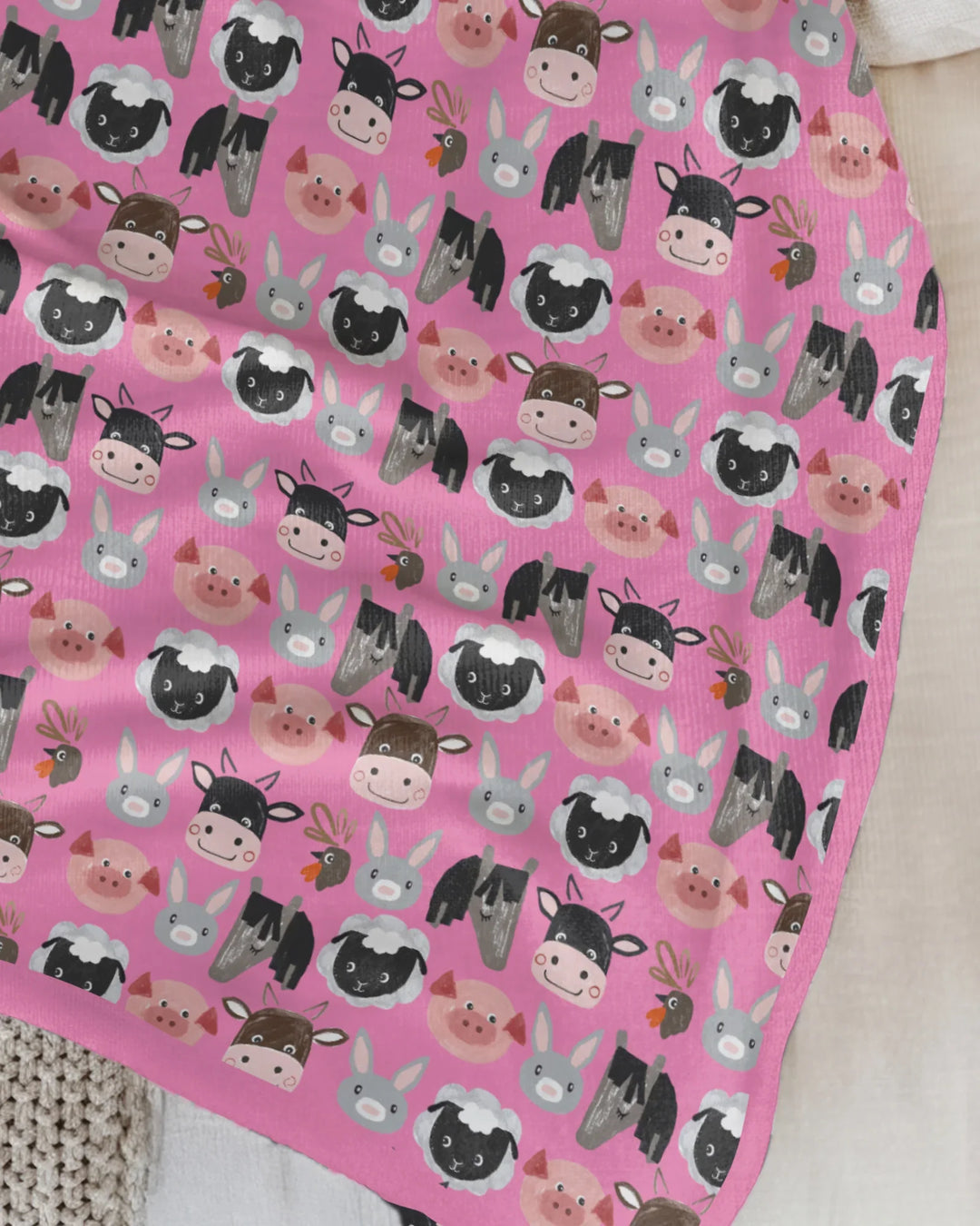 Farm Friends Family Matching Bamboo Blanket