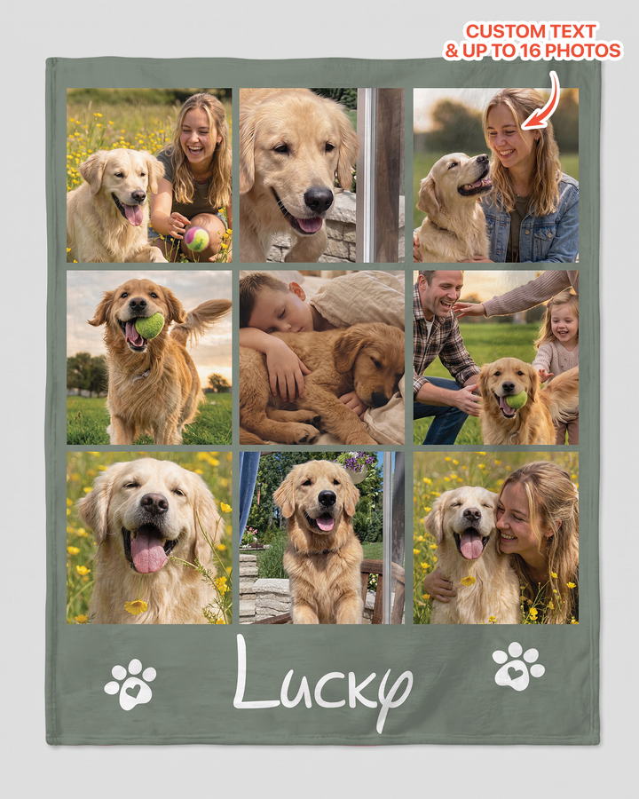 Custom Pet Photo Collage Bamboo Blanket