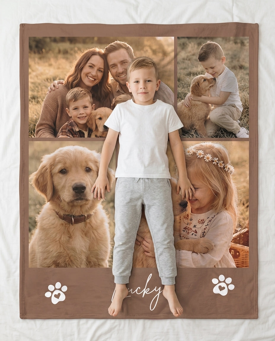 Custom Pet Photo Collage Bamboo Blanket