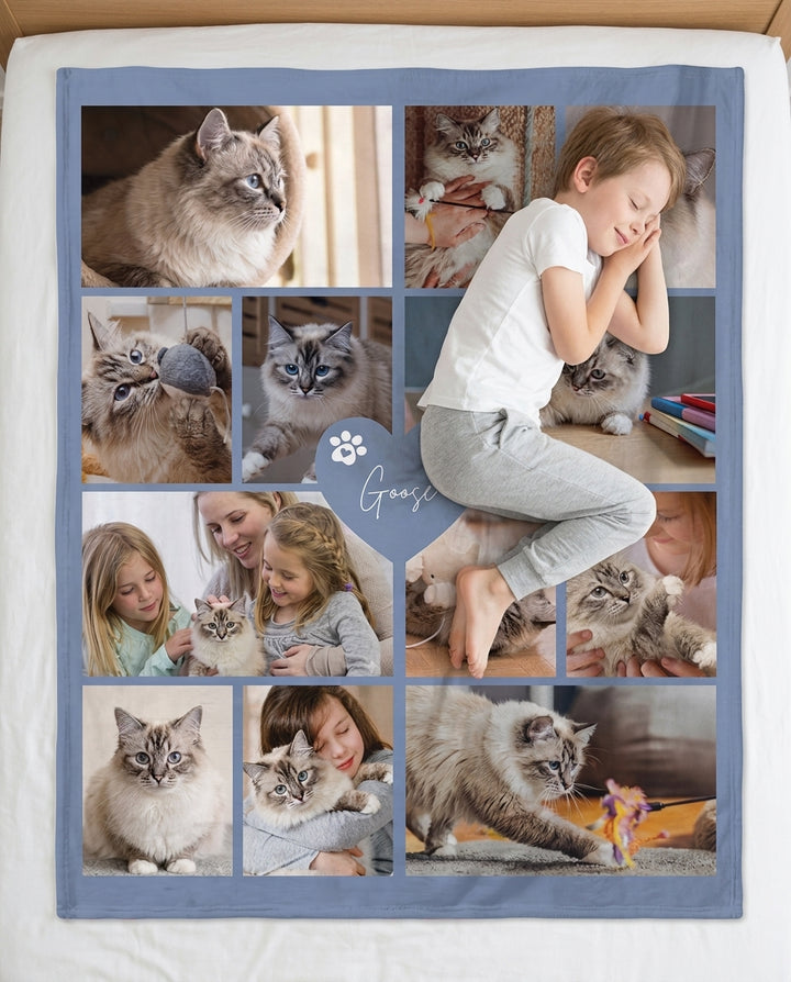 Custom Pet Photo Collage Bamboo Blanket