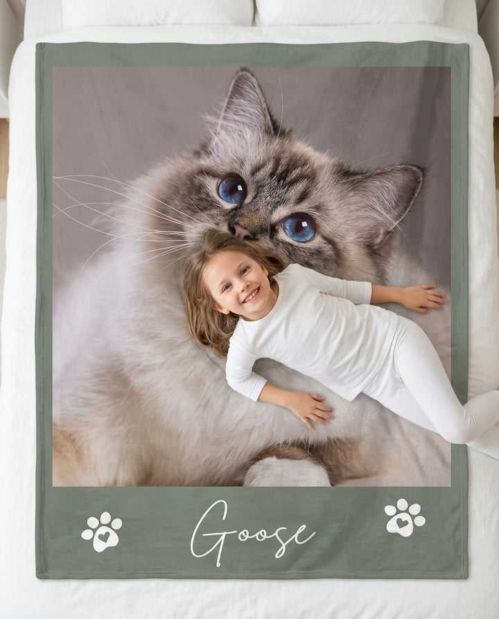 Custom Pet Photo Collage Bamboo Blanket