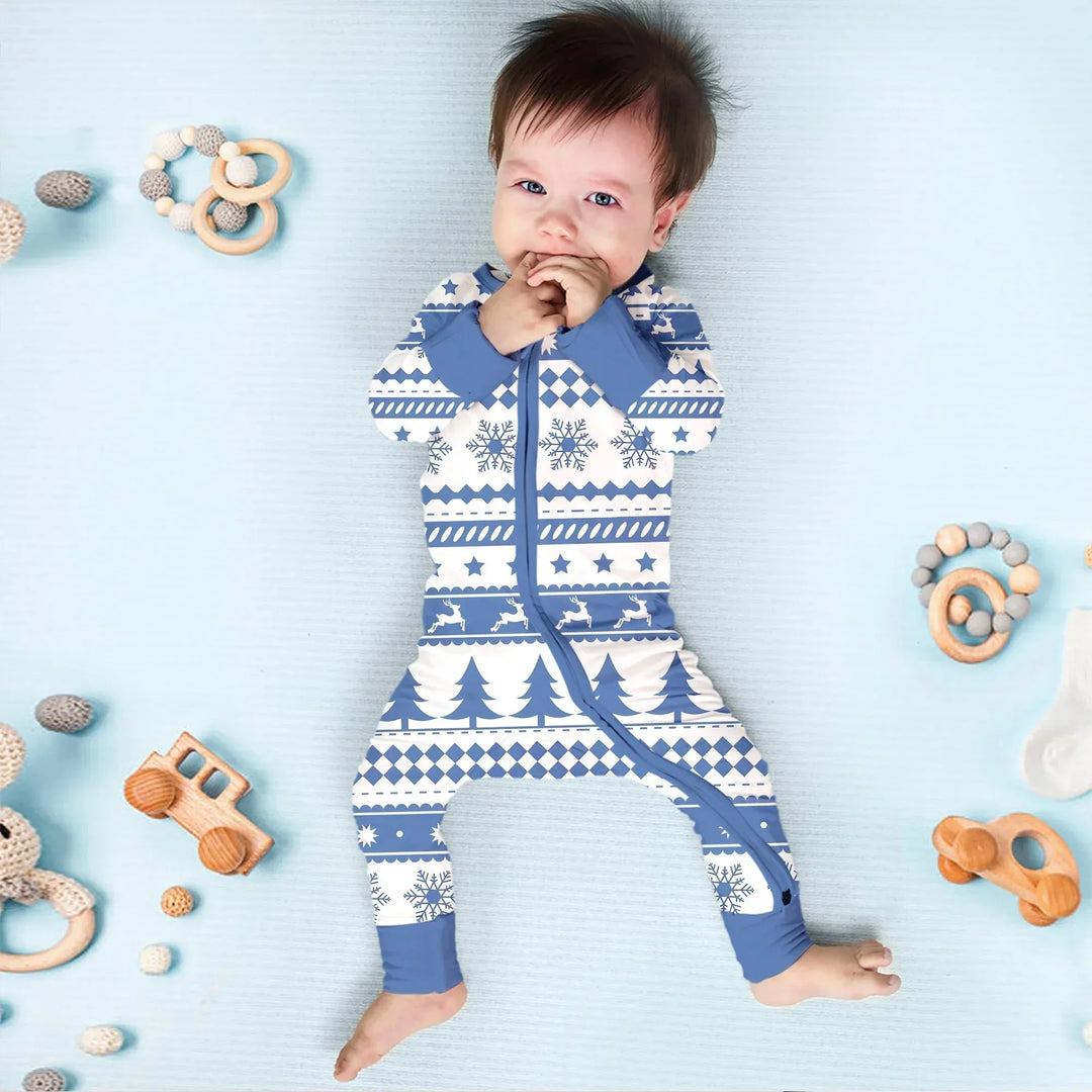 Blue Fair Isle Convertible Zippy , Blue Fair Isle Convertible Zippy - 0-3M