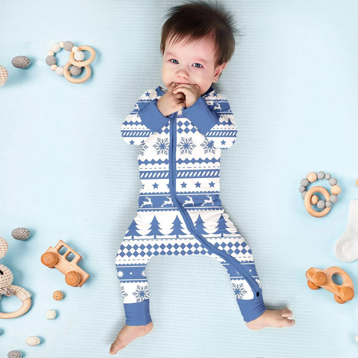 Blue Fair Isle Convertible Zippy , Blue Fair Isle Convertible Zippy - 0-3M
