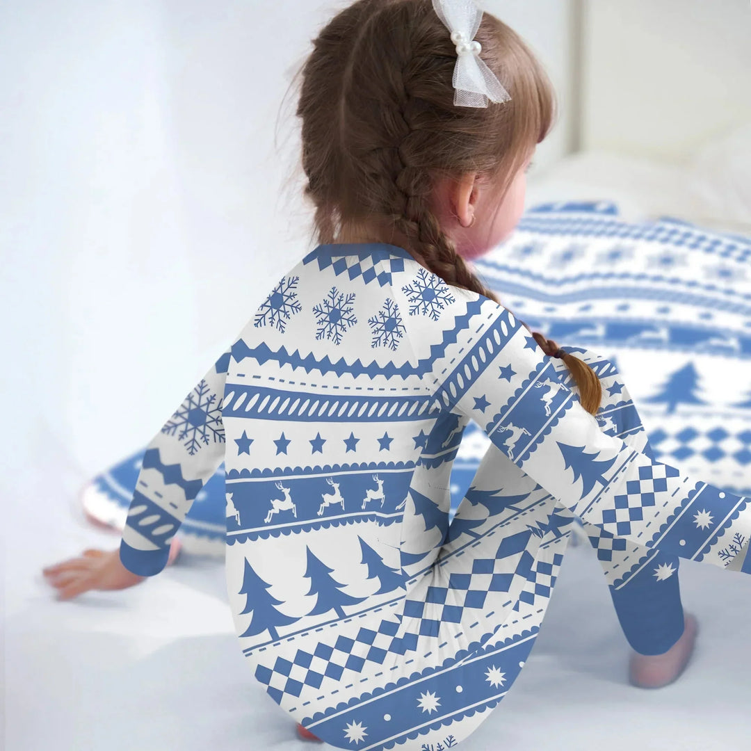 Blue Fair Isle Convertible Zippy , Blue Fair Isle Convertible Zippy - 0-3M