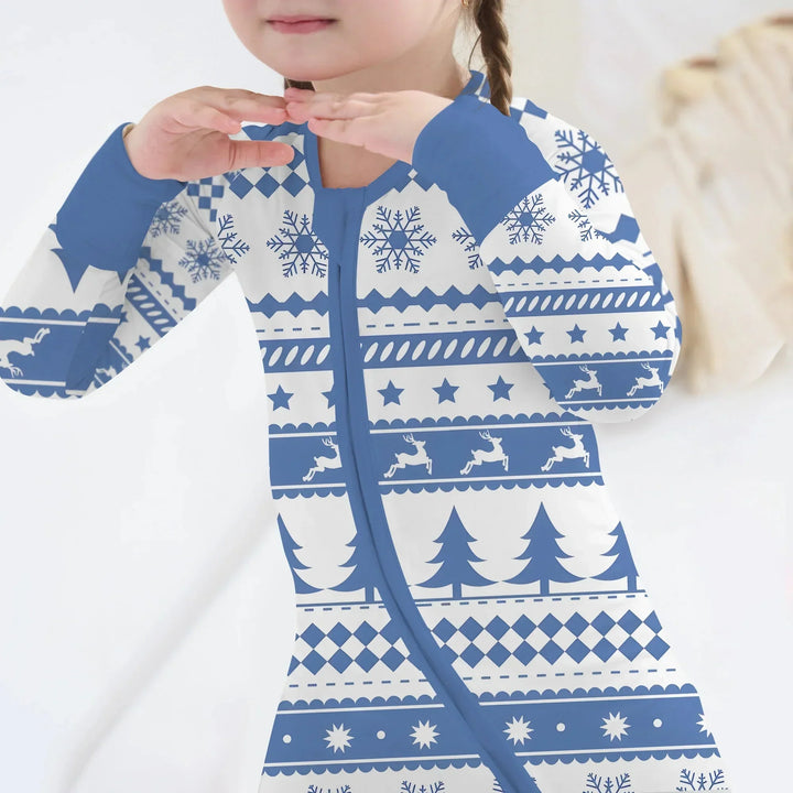 Blue Fair Isle Convertible Zippy , Blue Fair Isle Convertible Zippy - 0-3M