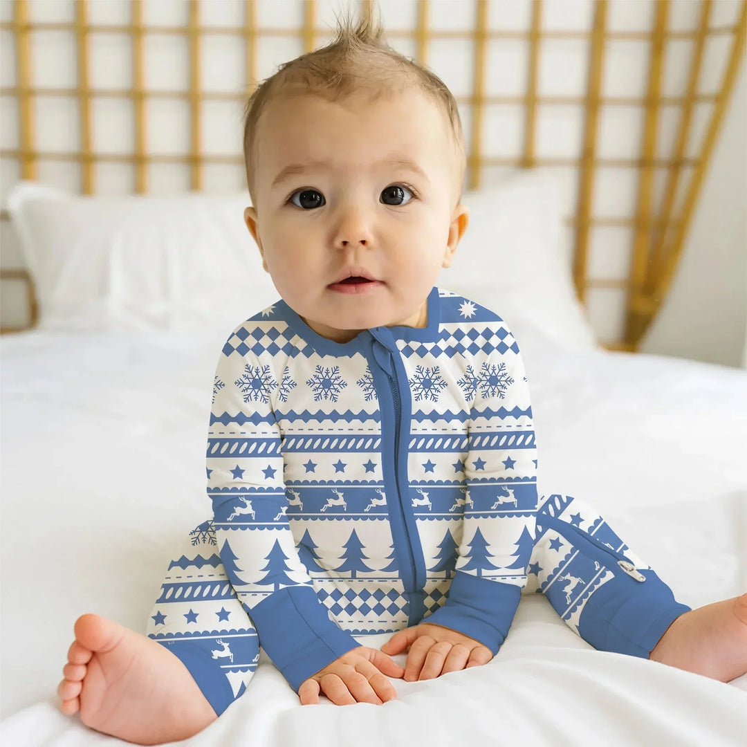 Blue Fair Isle Convertible Zippy , Blue Fair Isle Convertible Zippy - 0-3M