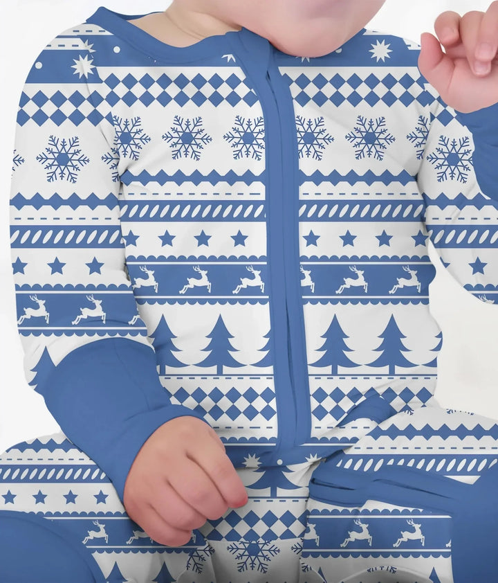 Blue Fair Isle Convertible Zippy , Blue Fair Isle Convertible Zippy - 0-3M