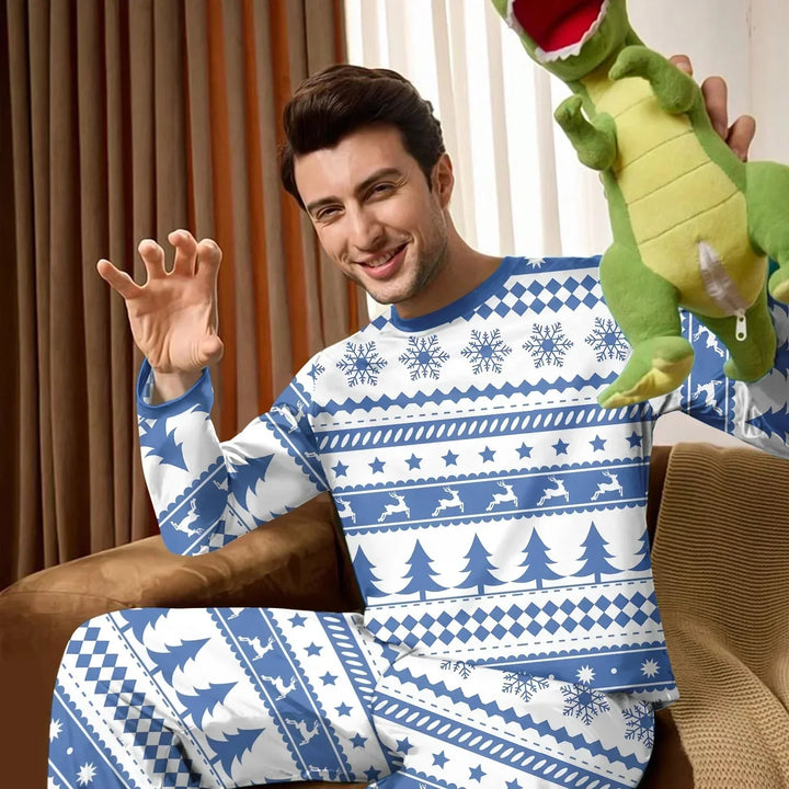 Blue Fair Isle Men's Pajama Set , Blue Fair Isle Men's Pajama Set - Only Shirt / XS