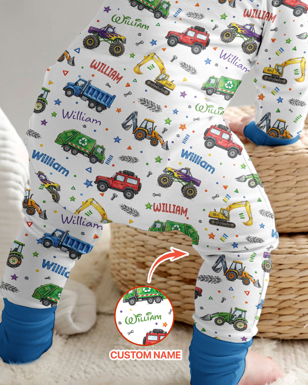 Cars And Trucks Parade Custom Name Bamboo Convertible Zippy