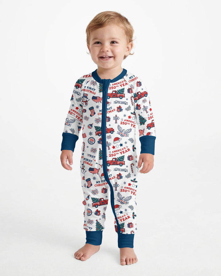 First Christmas In 250th Anniversary Custom Name Bamboo Convertible Zippy