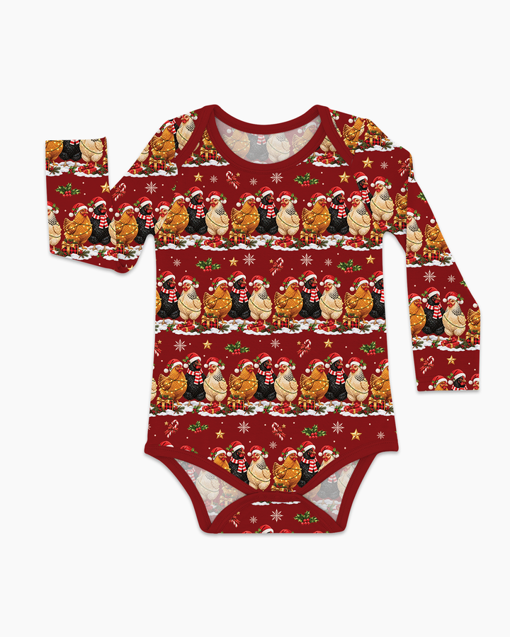 Farm Chicken Christmas Bamboo Bodysuit