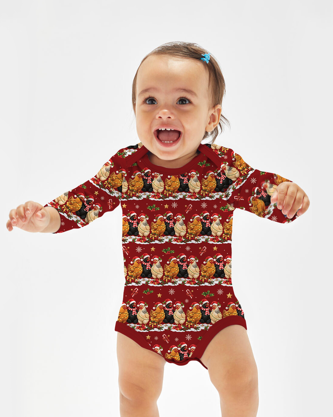 Farm Chicken Christmas Bamboo Bodysuit
