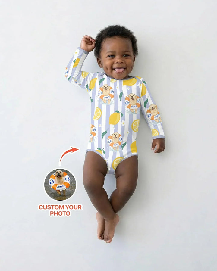 Gerippte Babykleidung mit individuellem Foto - Weich &amp; Skizzenhaft