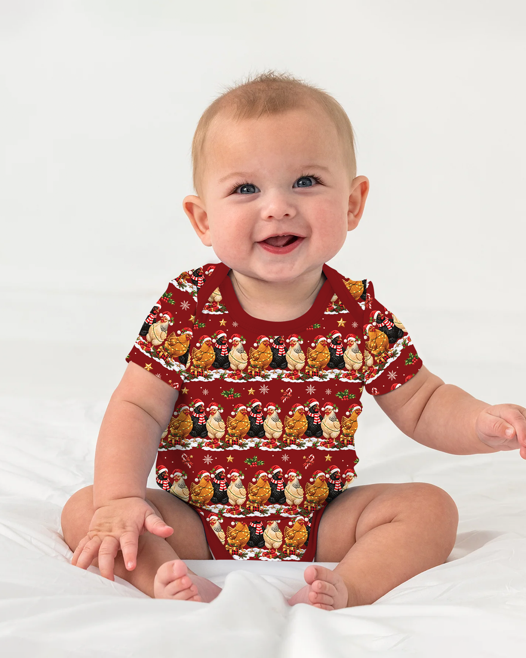Farm Chicken Christmas Bamboo Bodysuit