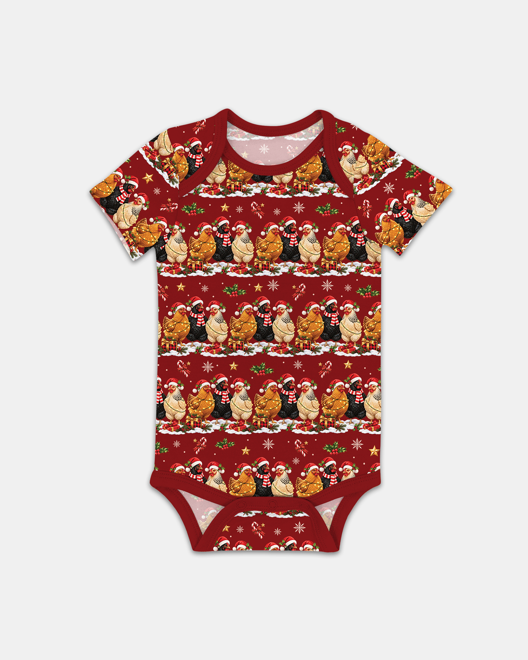 Farm Chicken Christmas Bamboo Bodysuit