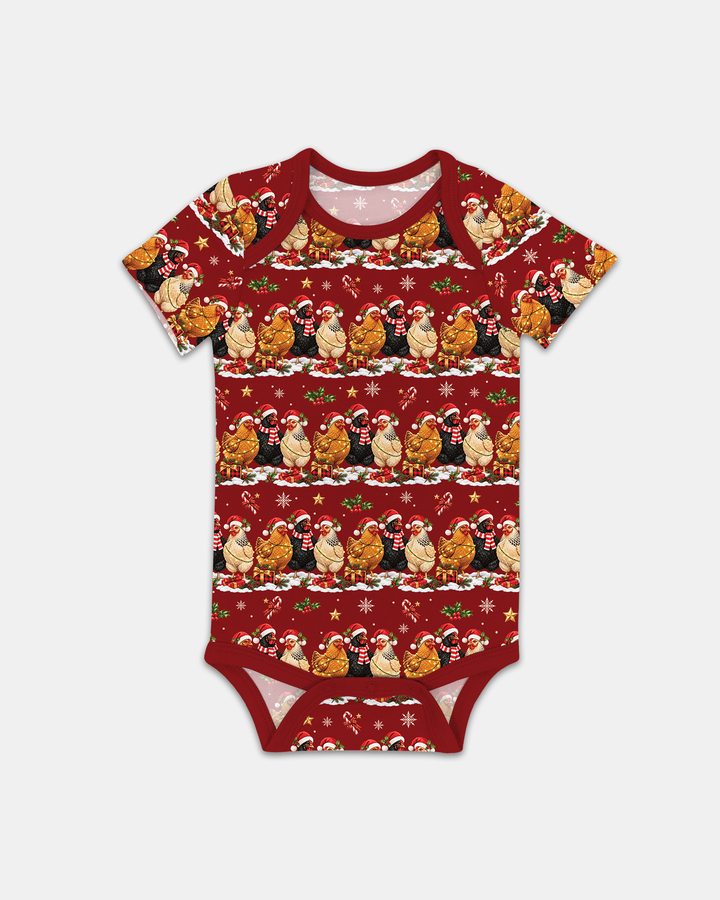 Farm Chicken Christmas Bamboo Bodysuit