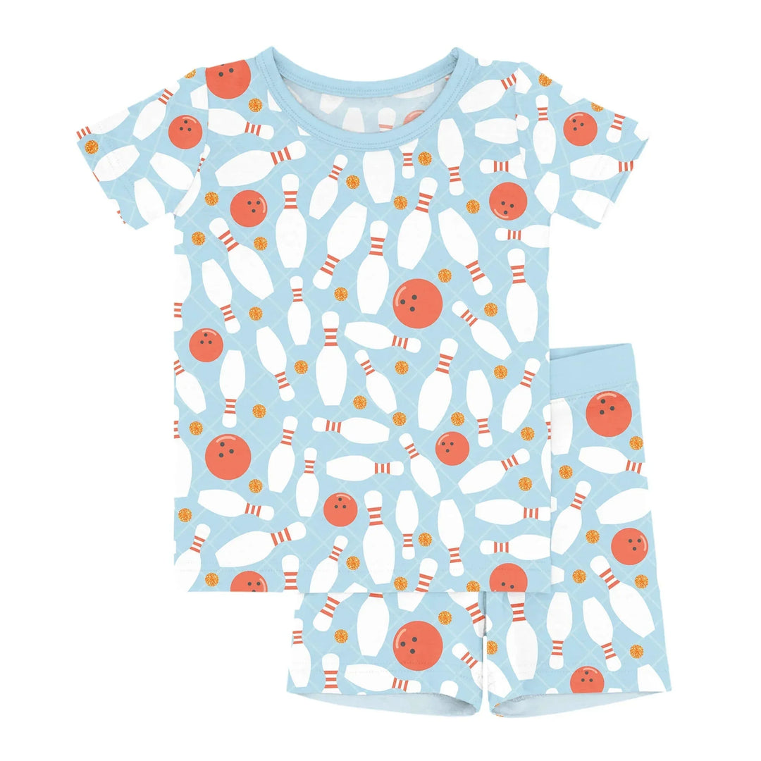 Bowling Two Piece Short Sleeve Shorts Pajama Set , Bowling Two Piece Short Sleeve Shorts Pajama Set - 12-18M