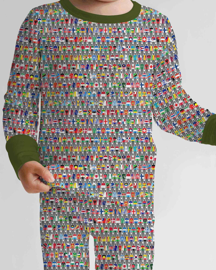 Zweiteiliges Langarm-Pyjama-Set mit Sommerfrüchten