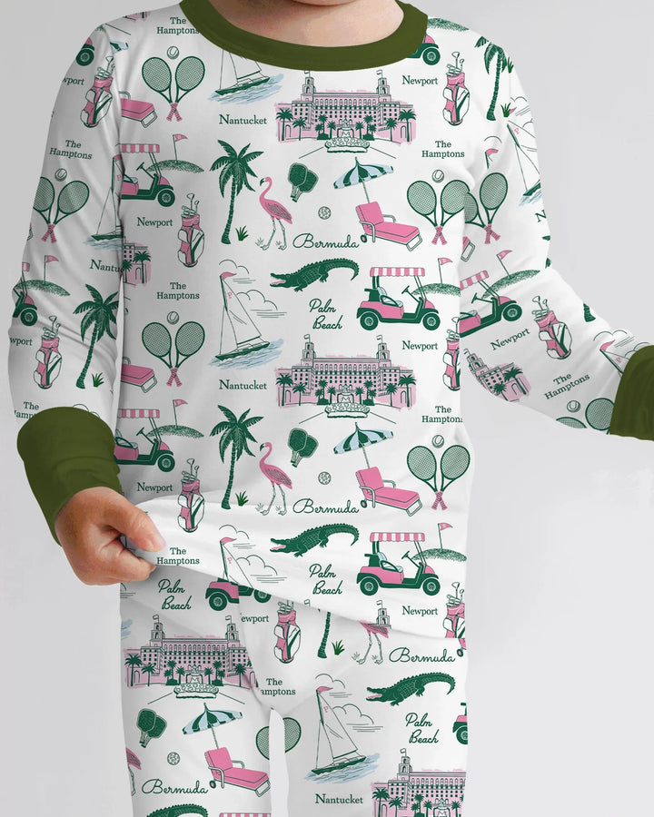 Preppy Palm Getaway Bamboo Two Piece Long Sleeve Pajama Set