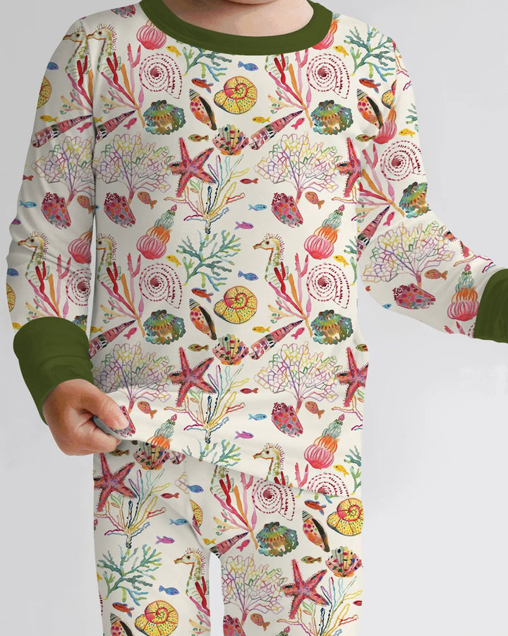 Tropical Reef Whimsy  Bamboo Two Piece Long Sleeve Pajama Set