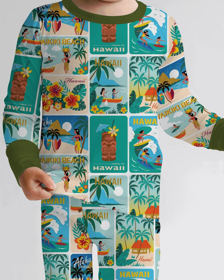 Zweiteiliges Langarm-Pyjama-Set mit Sommerfrüchten