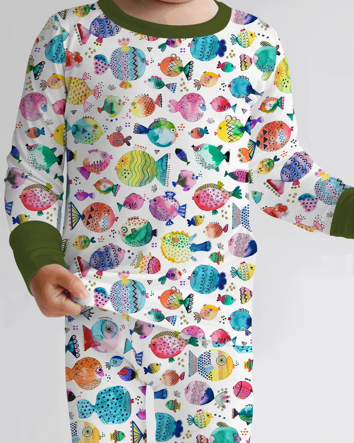 Zweiteiliges Langarm-Pyjama-Set mit Sommerfrüchten