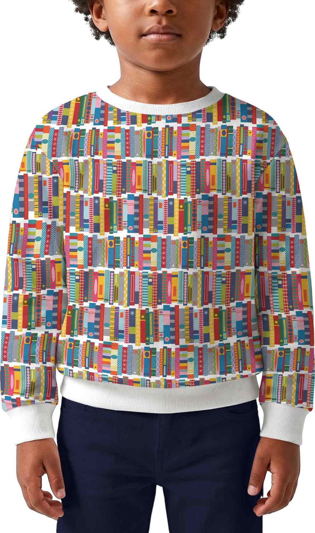 Rainbow Bookshelf Bamboo Crewneck Sweatshirt