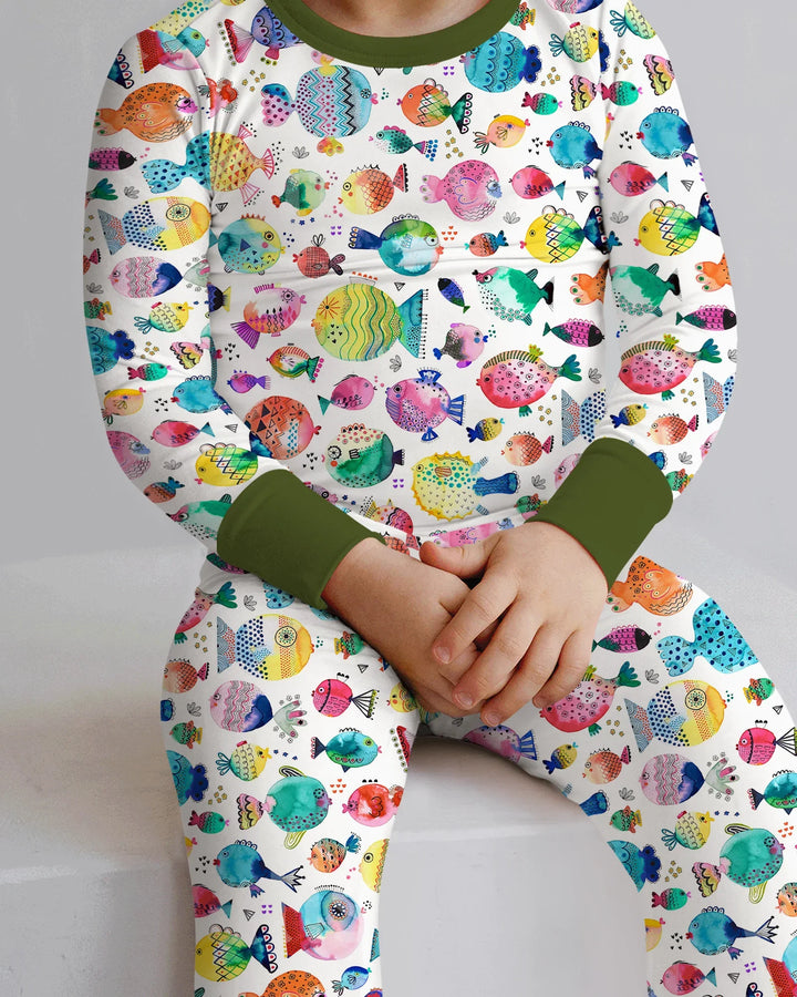 Zweiteiliges Langarm-Pyjama-Set mit Sommerfrüchten