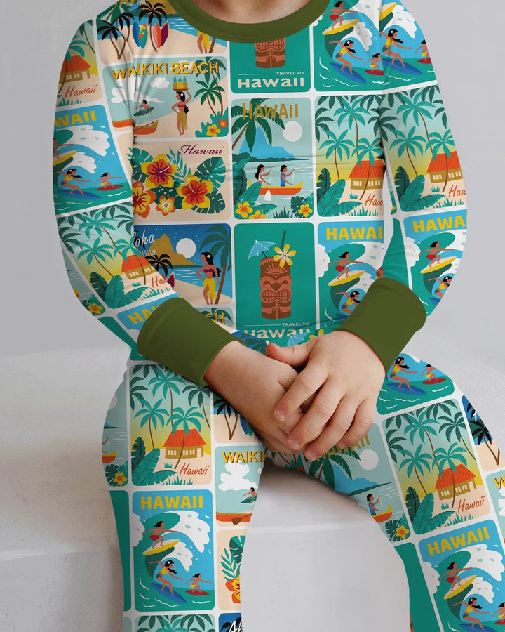 Zweiteiliges Langarm-Pyjama-Set mit Sommerfrüchten