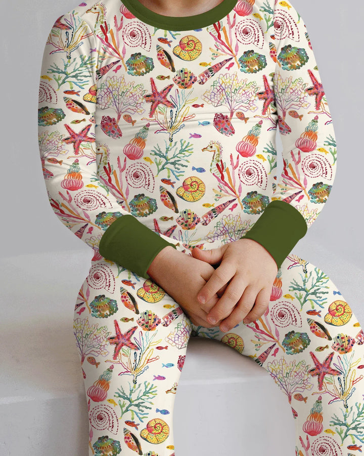 Tropical Reef Whimsy  Bamboo Two Piece Long Sleeve Pajama Set