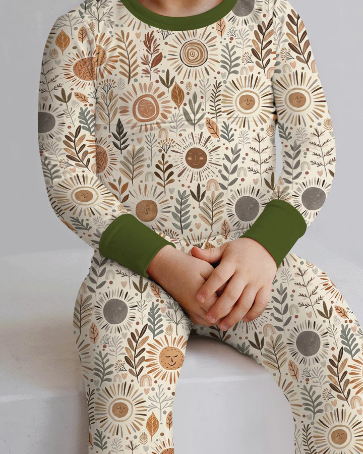 Zweiteiliges Langarm-Pyjama-Set mit Sommerfrüchten