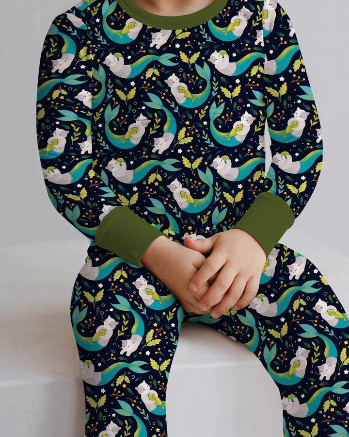 Zweiteiliges Langarm-Pyjama-Set mit Sommerfrüchten