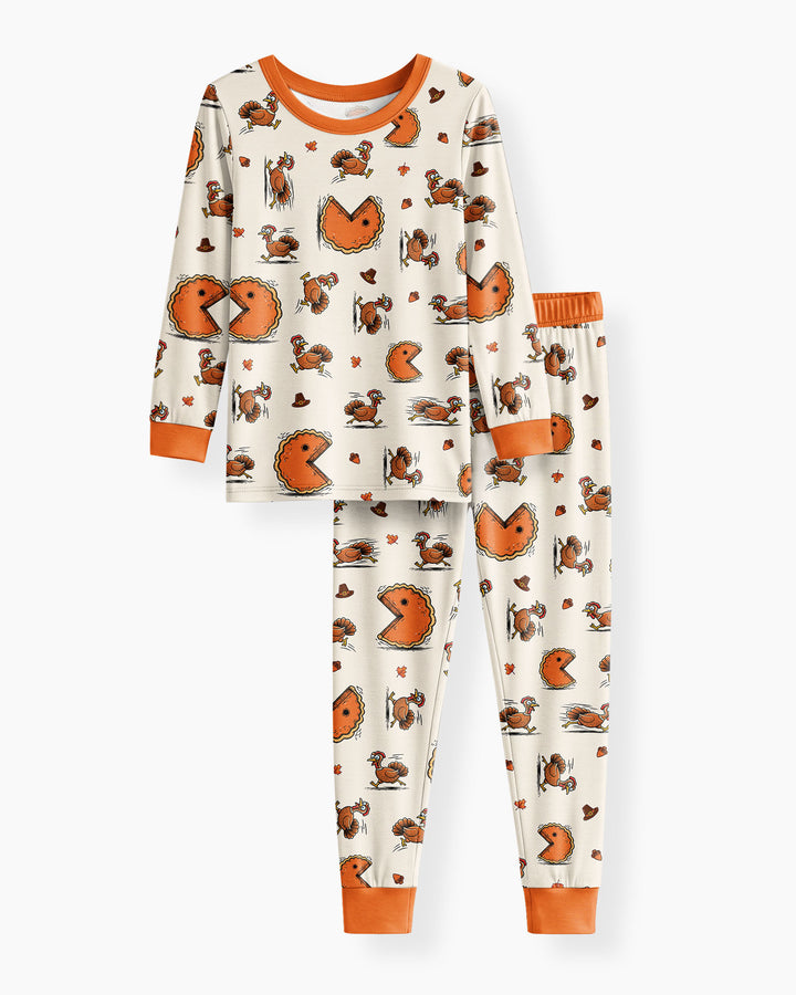 Thanksgiving Pumpkin Pie Chasing Bamboo Two Piece Long Sleeve Pajama Set
