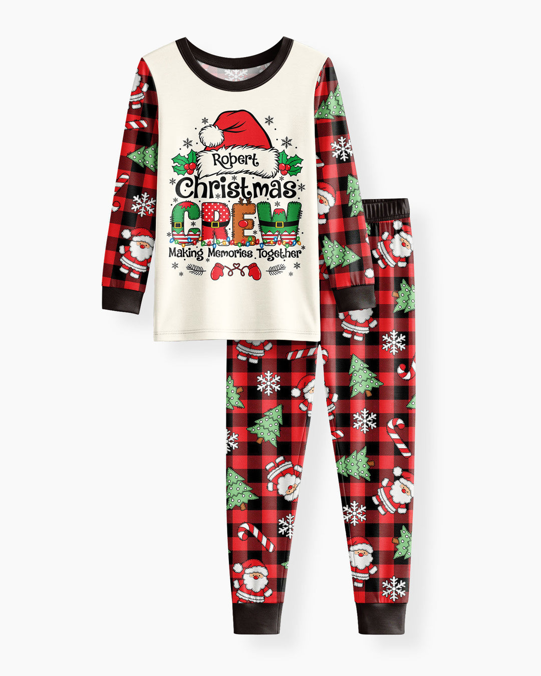 Custom Name Family Matching Christmas Crew Making Memories Together Bamboo Two Piece Long Sleeve Pajama Set