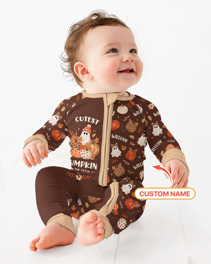 Cutest Pumpkin In The Patch Custom Name Bamboo Convertible Zippy