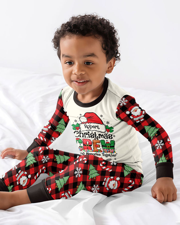 Custom Name Family Matching Christmas Crew Making Memories Together Bamboo Two Piece Long Sleeve Pajama Set