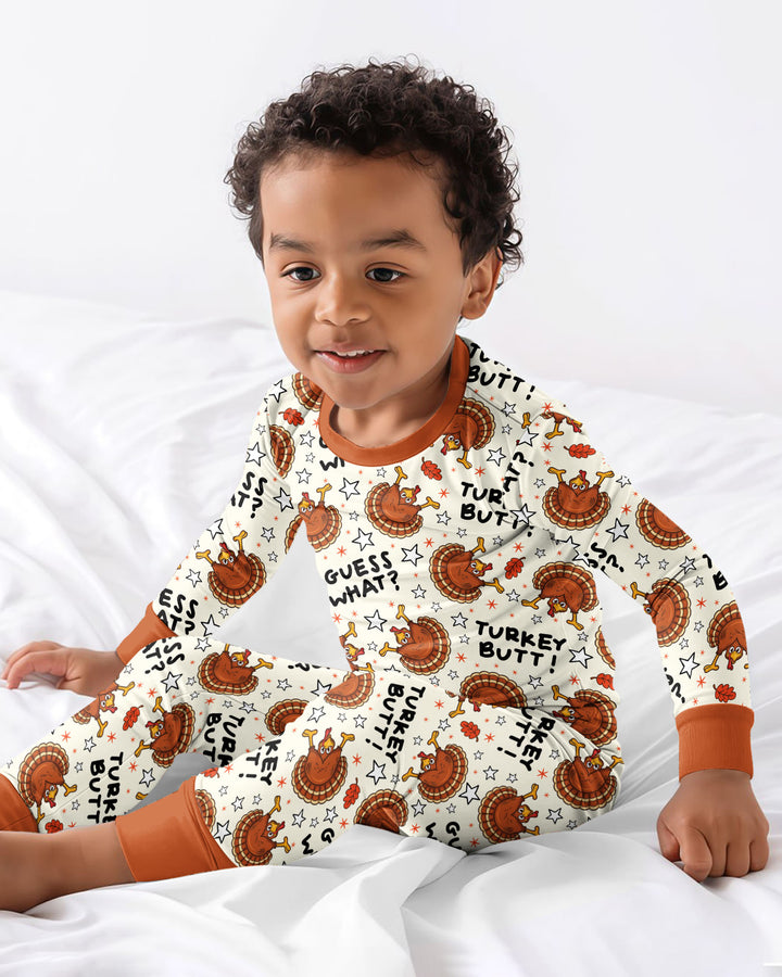 Guess What Turkey Butt Bamboo Two Piece Long Sleeve Pajama Set