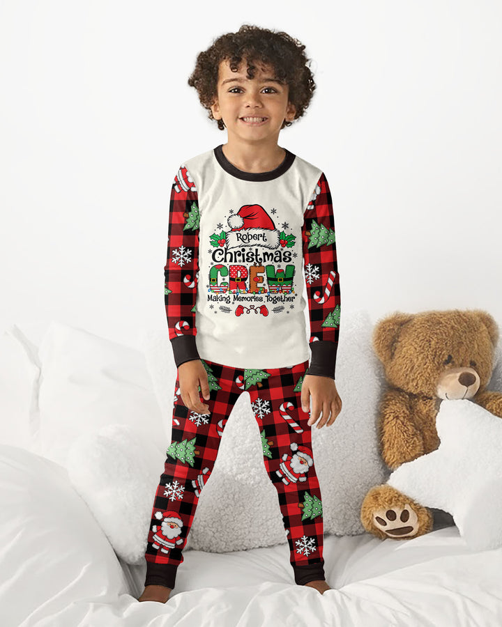 Custom Name Family Matching Christmas Crew Making Memories Together Bamboo Two Piece Long Sleeve Pajama Set