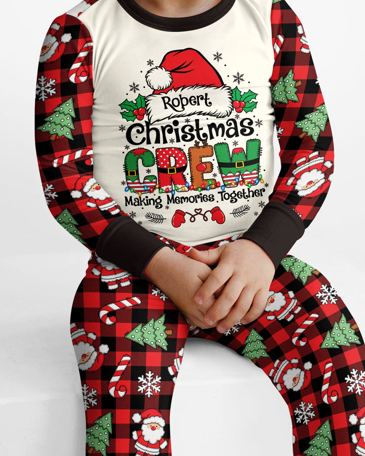 Custom Name Family Matching Christmas Crew Making Memories Together Bamboo Two Piece Long Sleeve Pajama Set