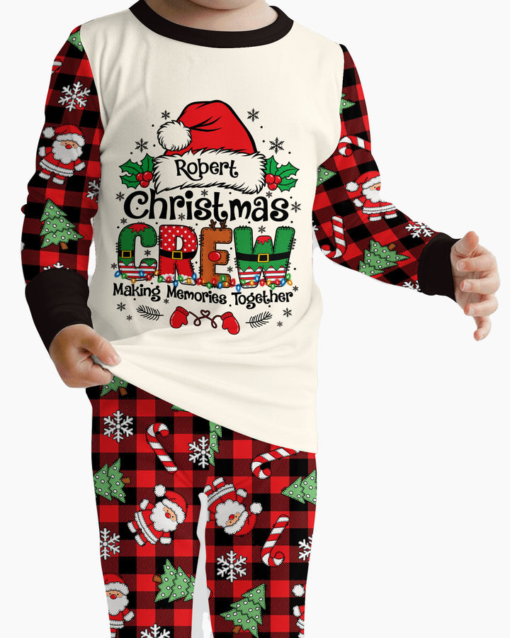 Custom Name Family Matching Christmas Crew Making Memories Together Bamboo Two Piece Long Sleeve Pajama Set