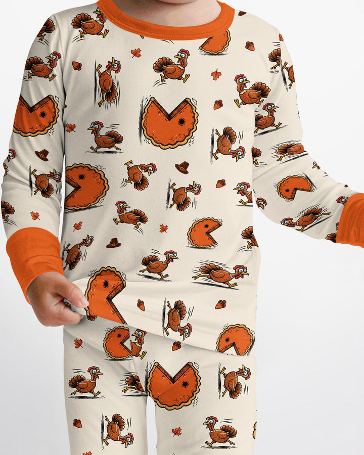 Thanksgiving Pumpkin Pie Chasing Bamboo Two Piece Long Sleeve Pajama Set