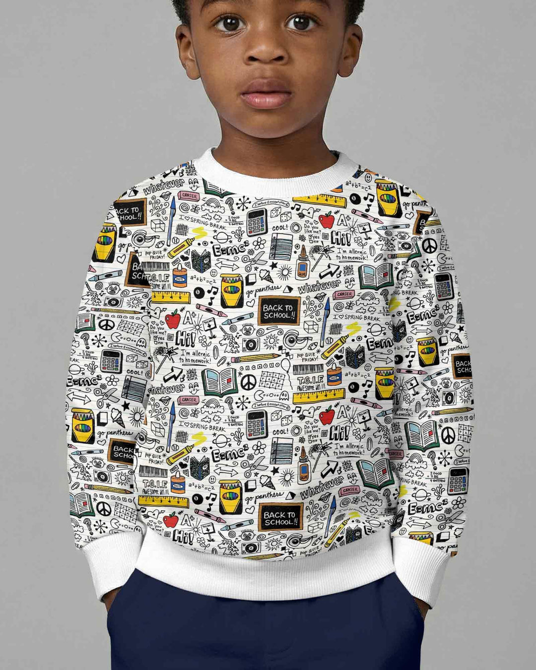 School Days Doodles Bamboo Crewneck Sweatshirt