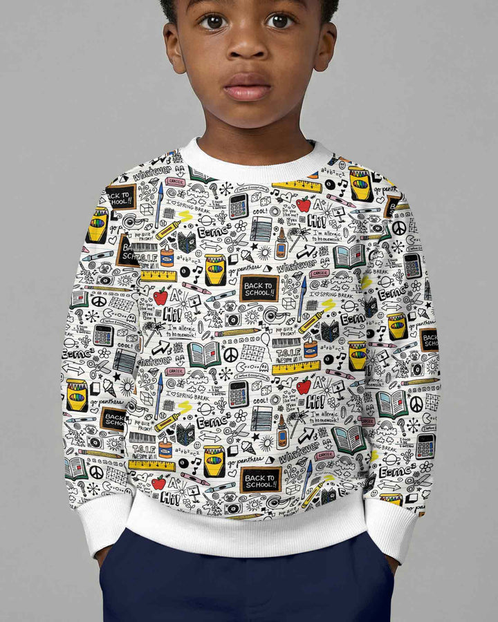 School Days Doodles Bamboo Crewneck Sweatshirt
