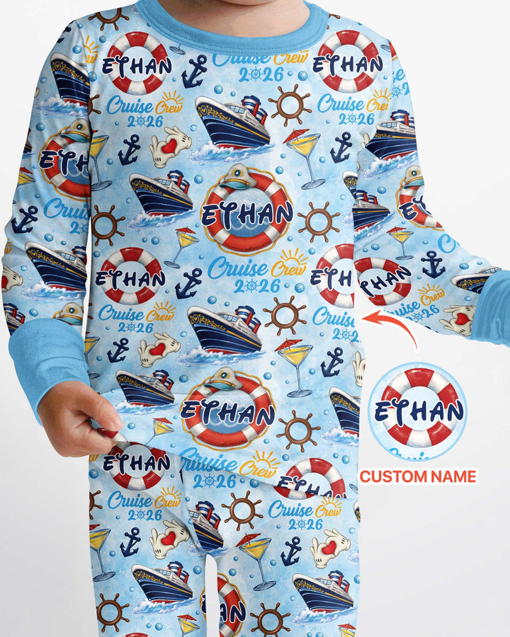 Custom Name Cruise Crew 2026 Bamboo Two Piece Long Sleeve Pajama Set