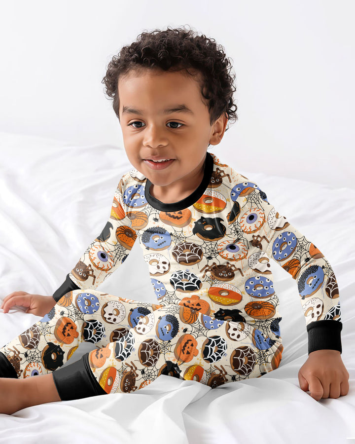 Cute Spooky Donuts Bamboo Two Piece Long Sleeve Pajama Set