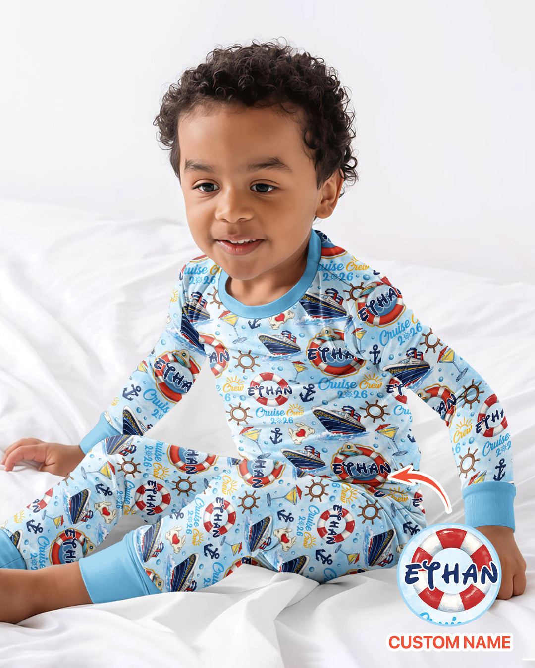 Custom Name Cruise Crew 2026 Bamboo Two Piece Long Sleeve Pajama Set