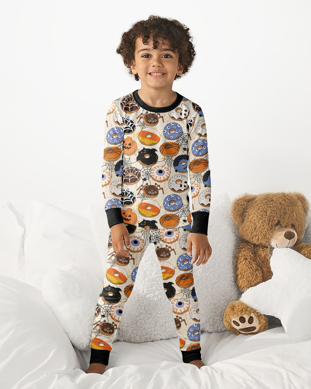 Cute Spooky Donuts Bamboo Two Piece Long Sleeve Pajama Set