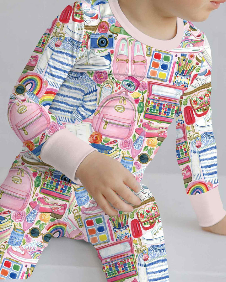 Sweet School Adventure Bamboo Two Piece Long Sleeve Pajama Set