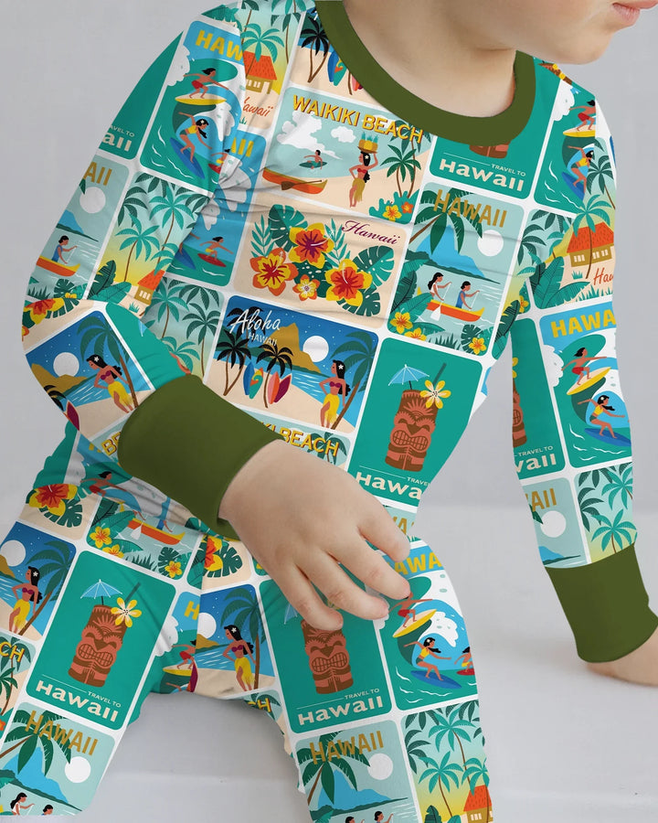 Zweiteiliges Langarm-Pyjama-Set mit Sommerfrüchten