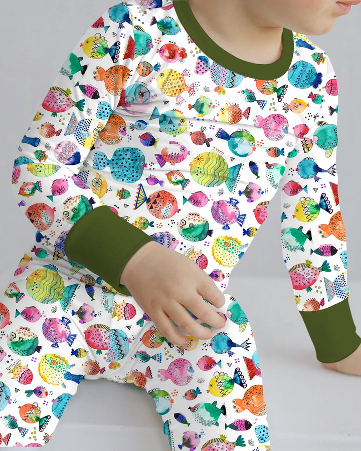 Zweiteiliges Langarm-Pyjama-Set mit Sommerfrüchten